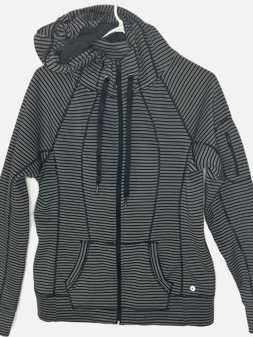90 Degree by Reflex Striped Full Zip Athletic Scuba Hoodie Jacket - Large